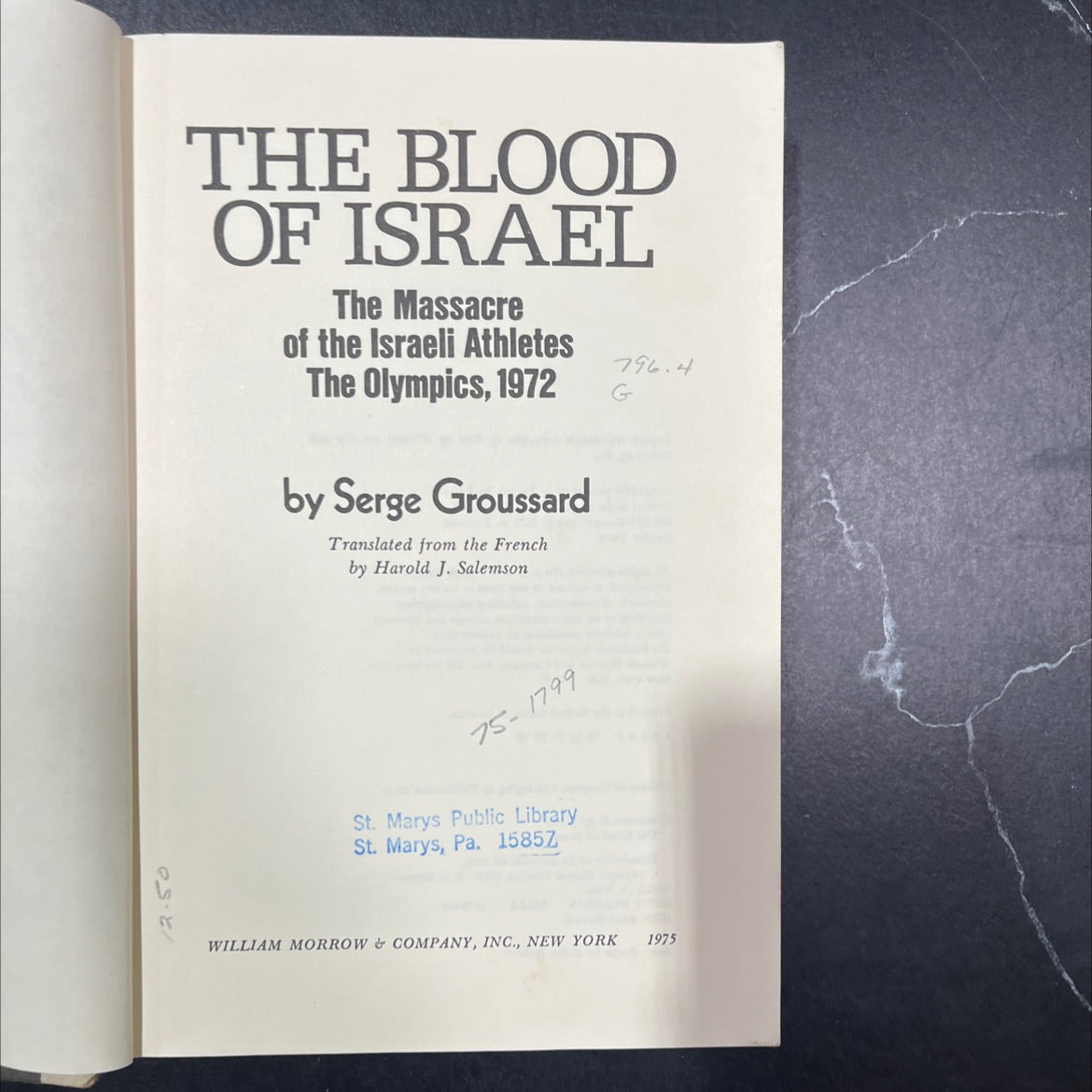the blood of israel the massacre of the israeli athletes the olympics, 1972 book, by serge groussard, 1975 Hardcover image 2