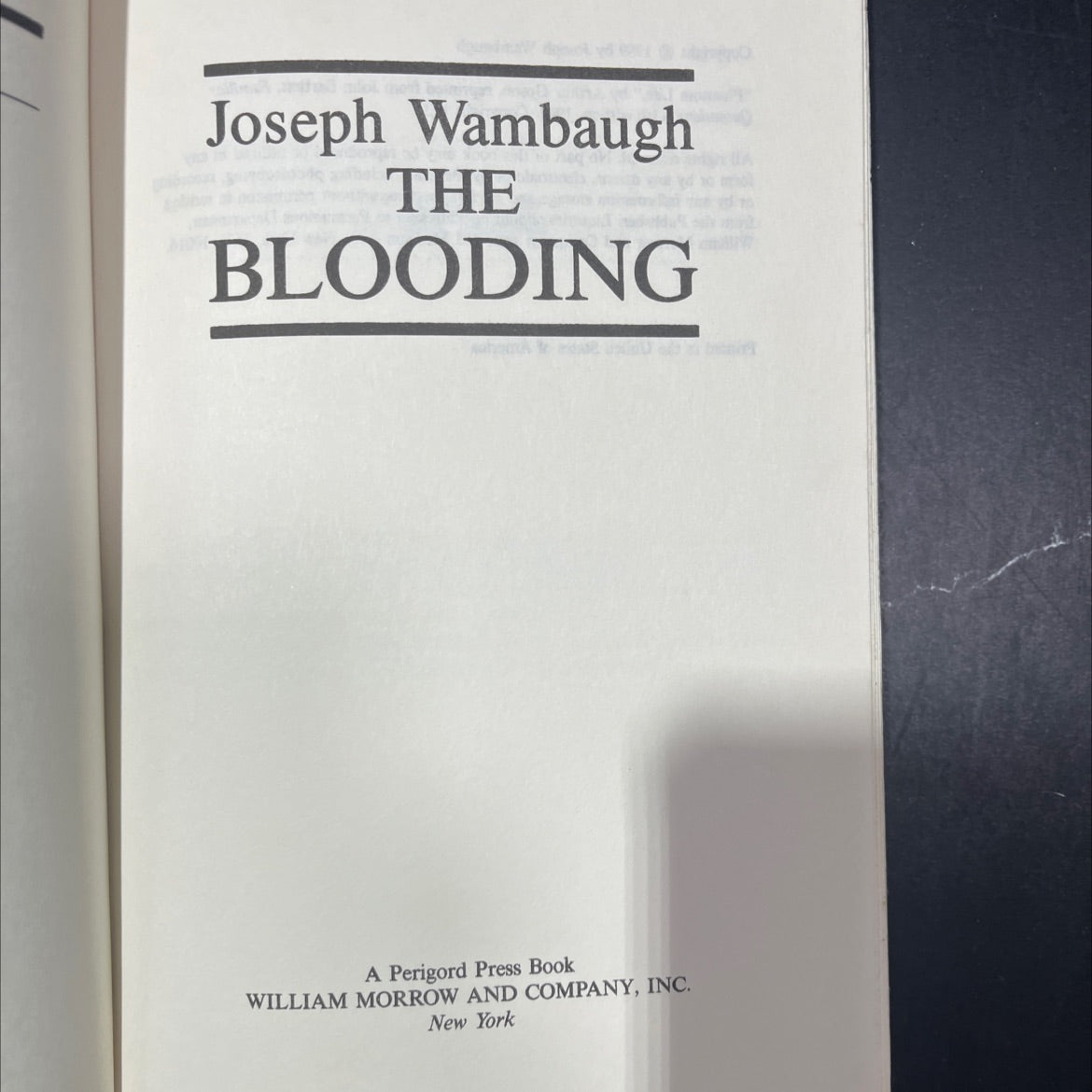 the blooding book, by Joseph Wambaugh, 1989 Hardcover image 2