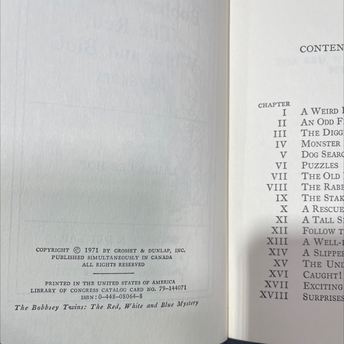 the bobbsey twins: the red, white and blue mystery book, by laura lee hope, 1971 Hardcover image 3