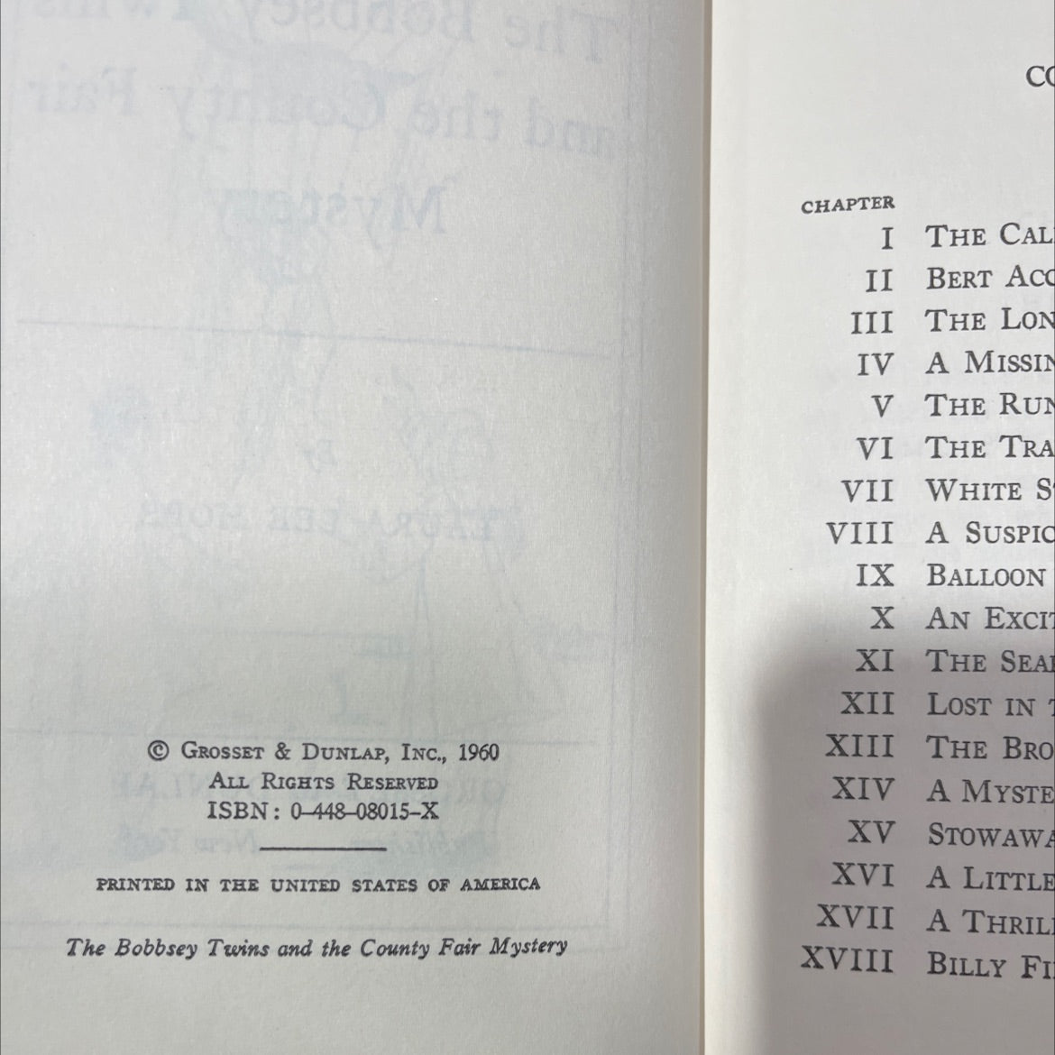 the bobbsey twins and the county fair mystery book, by laura lee hope, 1960 Hardcover image 3