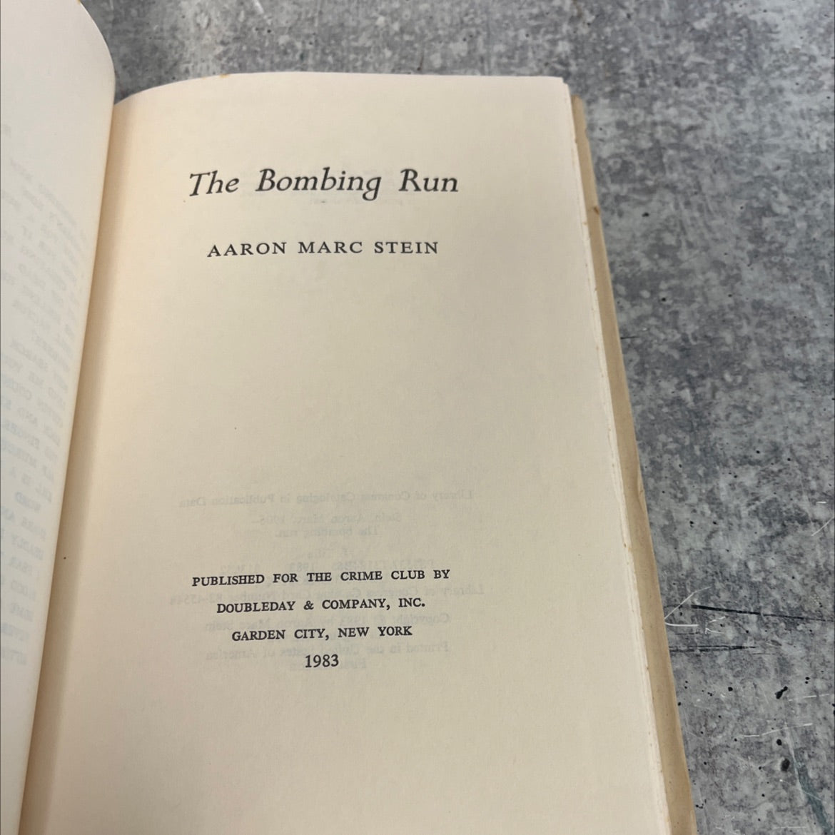 the bombing run book, by aaron marc stein, 1983 Hardcover image 2
