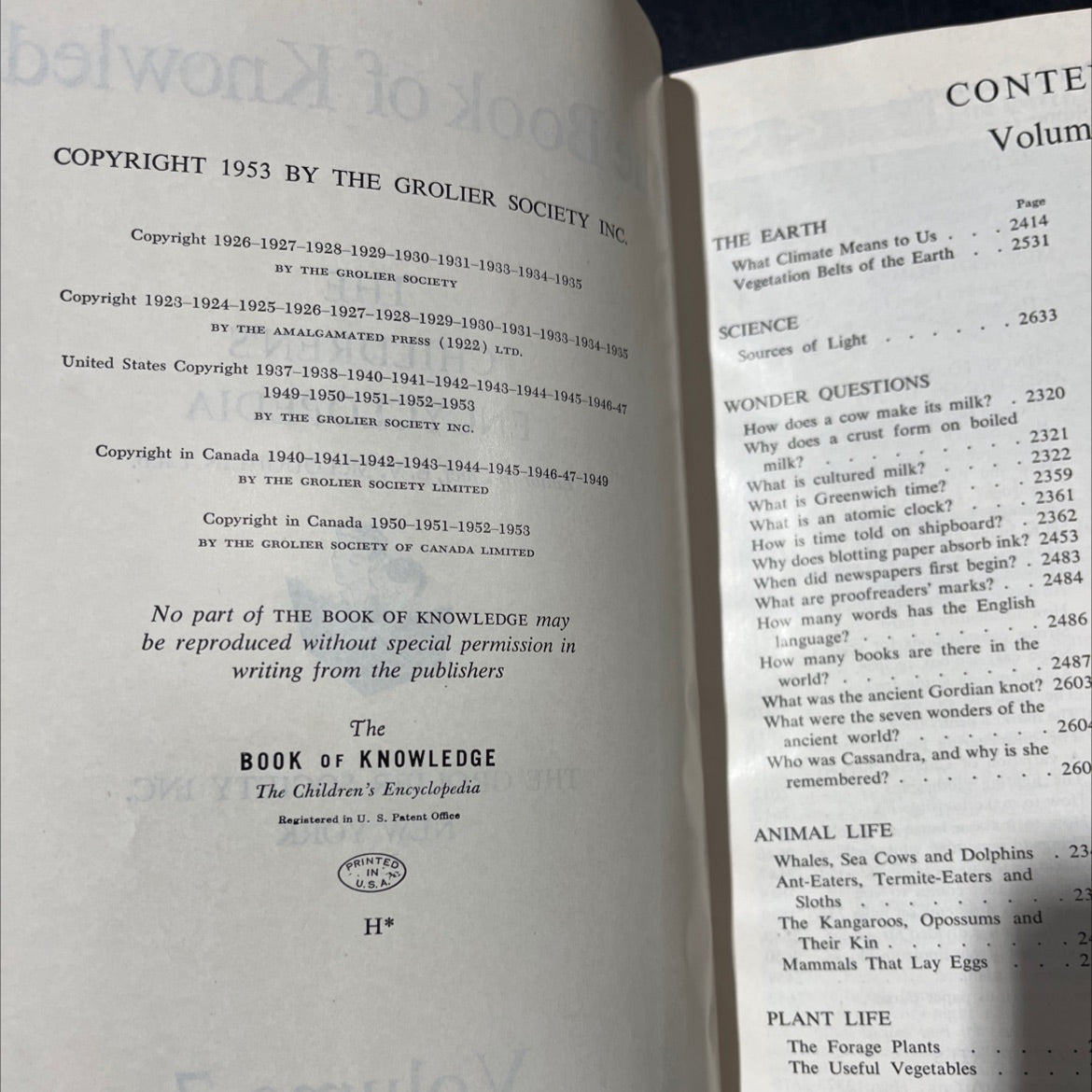 the book of knowledge the children's encyclopedia book, by e. v. mcloughlin, 1953 Hardcover image 3