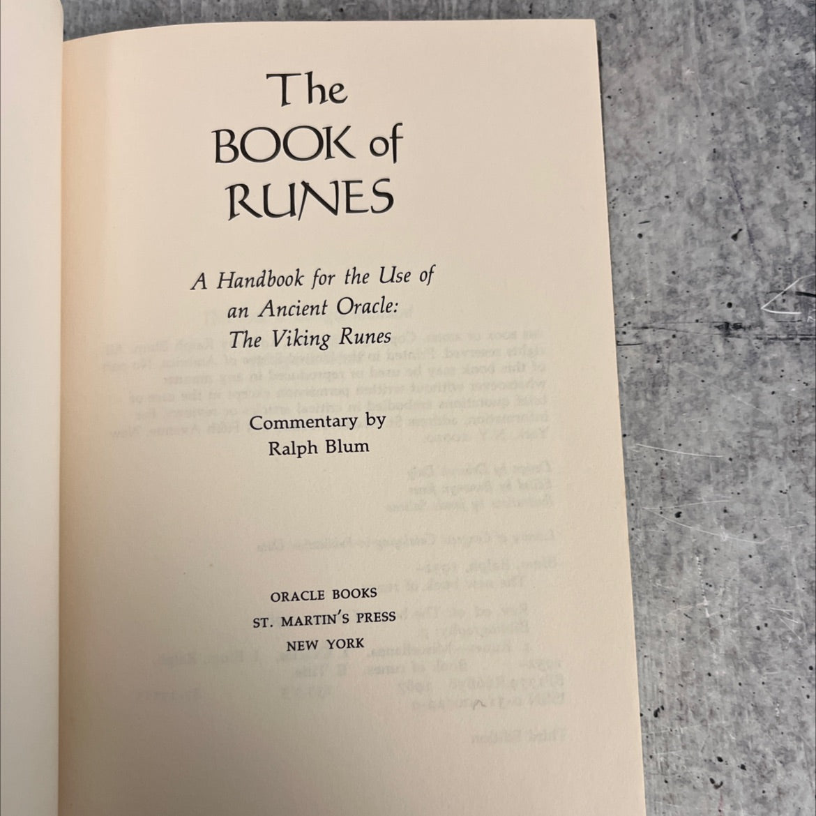 the book of runes a handbook for the use of an ancient oracle book, by Ralph Blum, 1987 Hardcover image 2