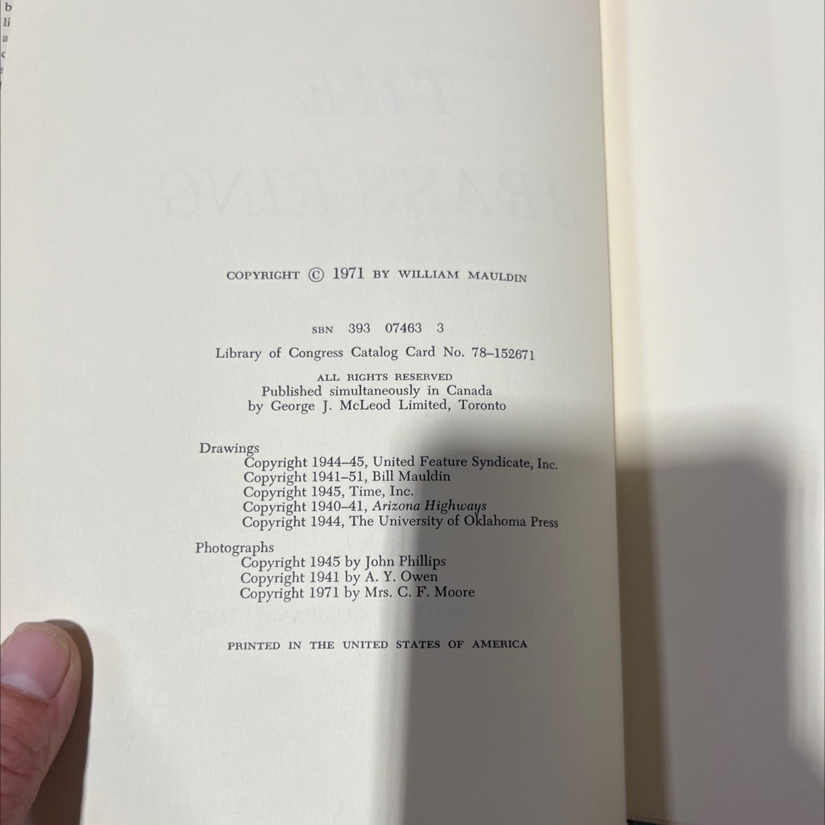 the brass ring book, by bill mauldin, 1971 Hardcover image 3