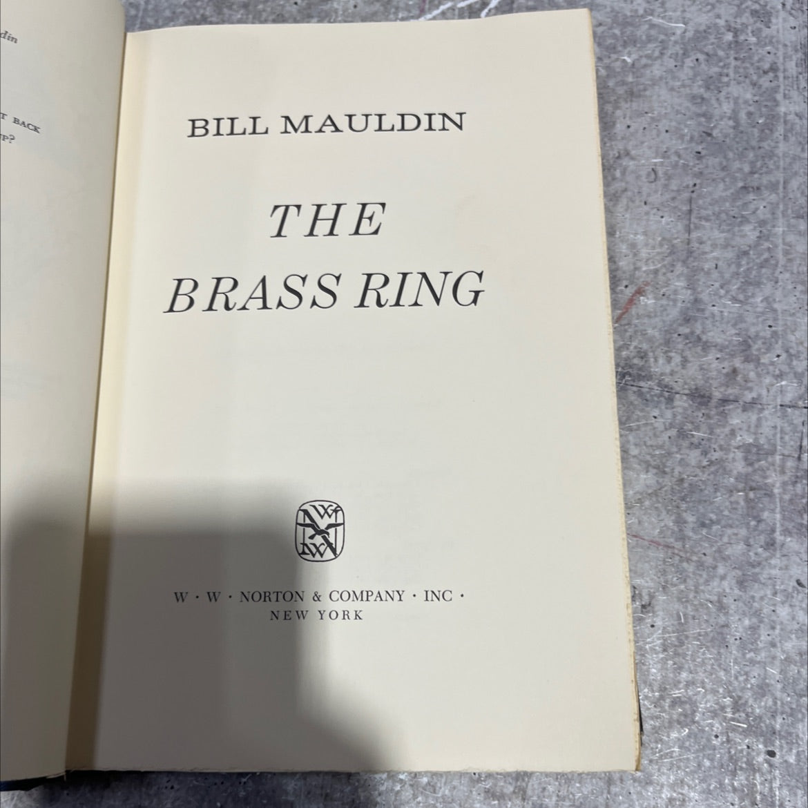 the brass ring book, by bill mauldin, 1971 Hardcover image 2