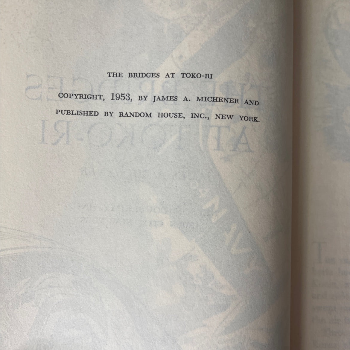 the bridges at toko-ri book, by james a. michener, 1953 Hardcover, Vintage image 3