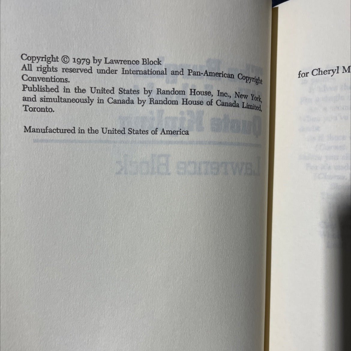 the burglar who liked to quote kipling book, by lawrence block, 1979 Hardcover image 3