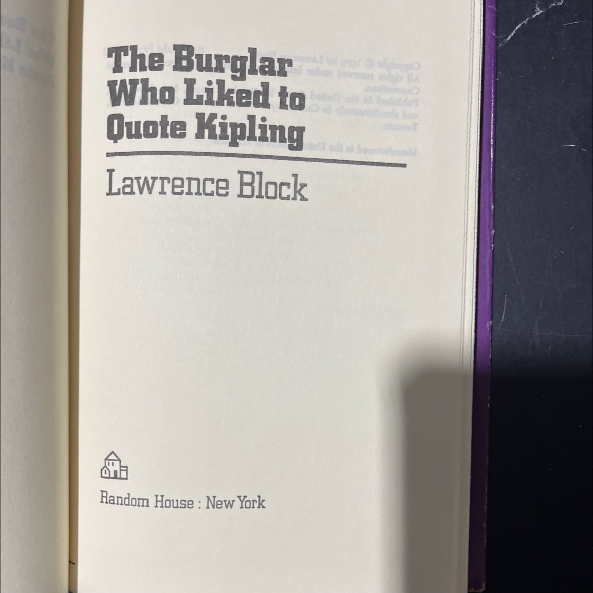 the burglar who liked to quote kipling book, by lawrence block, 1979 Hardcover image 2