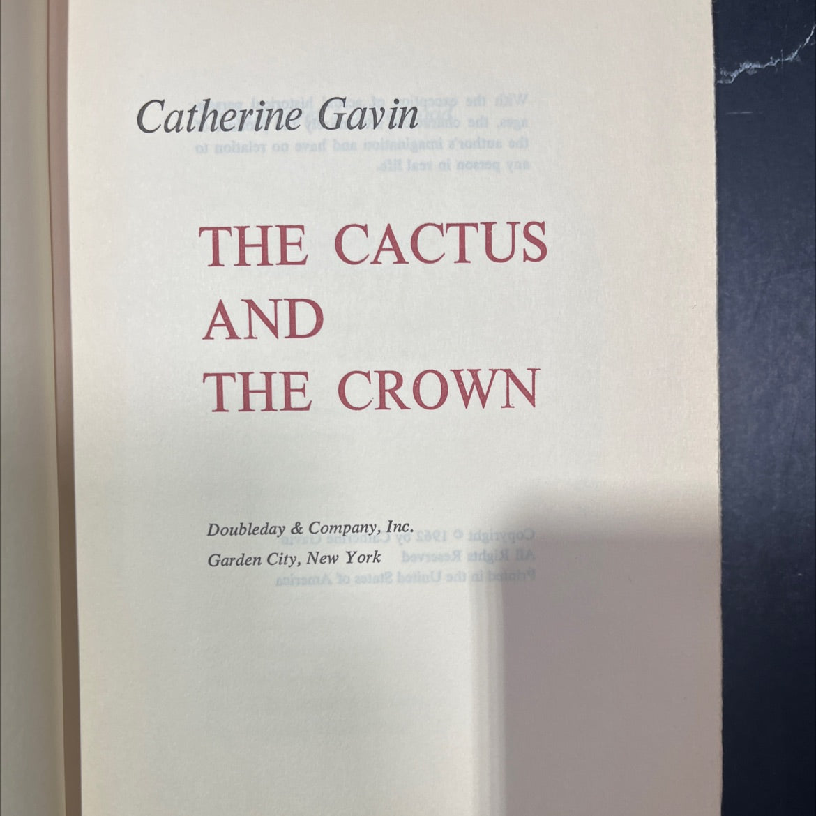 the cactus and the crown book, by Catherine Gavin, 1962 Hardcover image 2