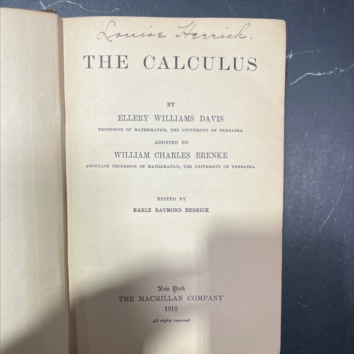 the calculus book, by ellery williams davis, 1912 Hardcover image 2