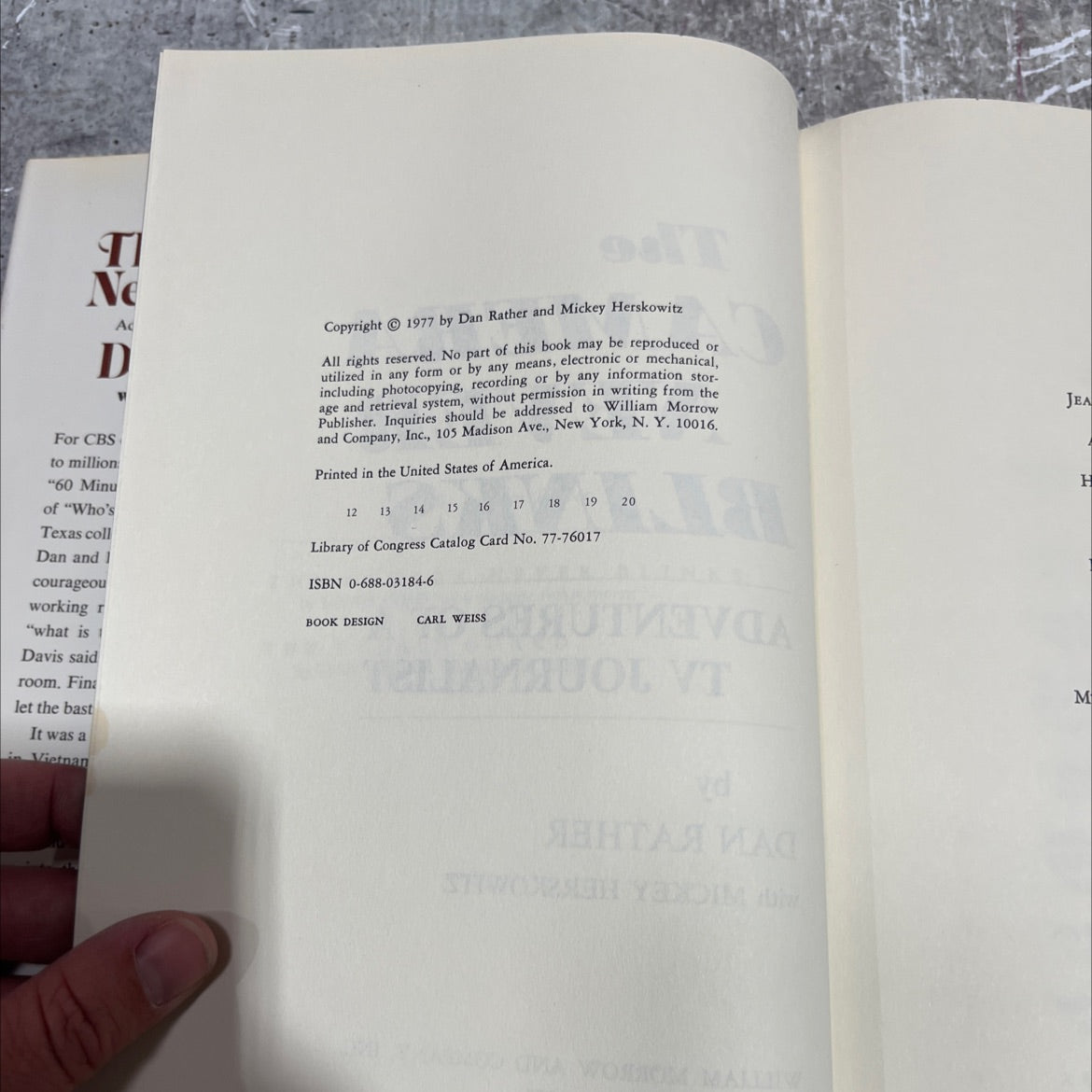 the camera never blinks adventures of a tv journalist book, by dan rather, 1977 Hardcover image 3