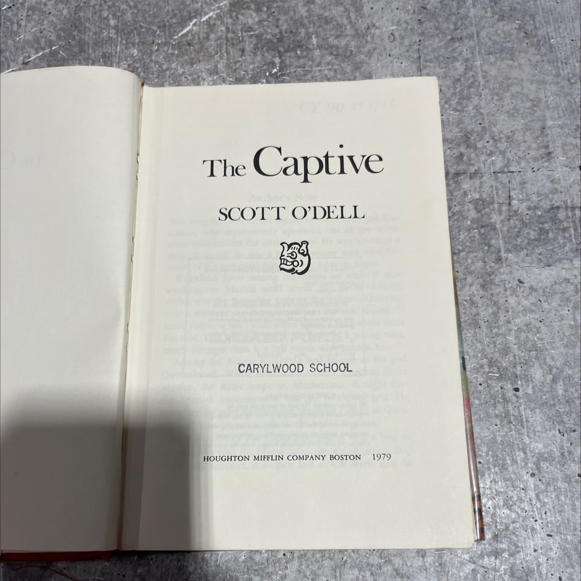 the captive book, by Scott O'Dell, 1979 Hardcover image 2