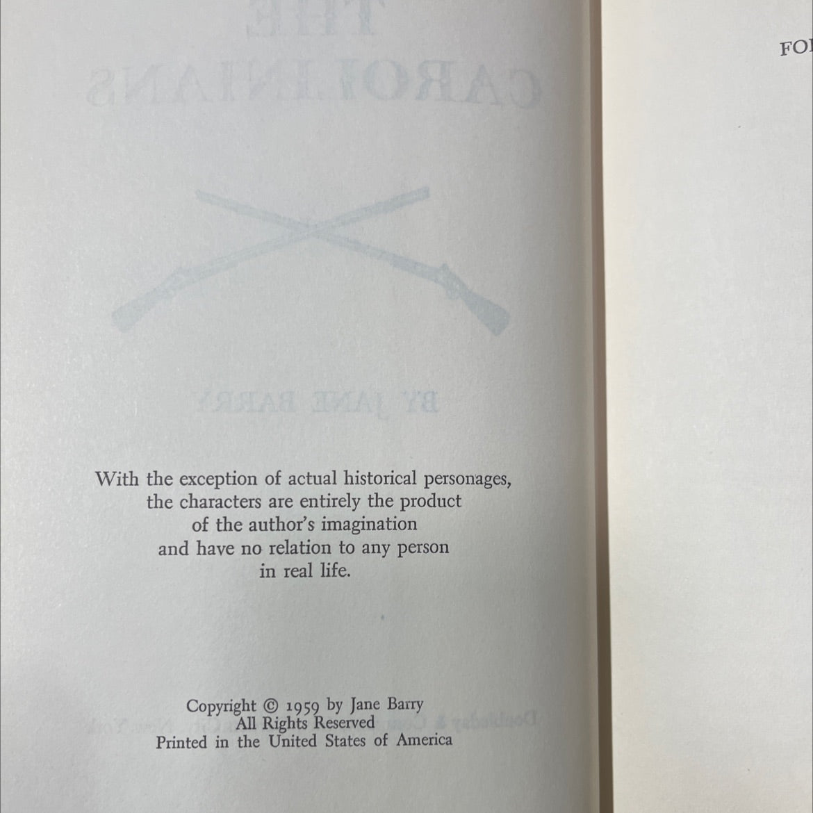 the carolinians book, by jane barry, 1959 Hardcover image 3
