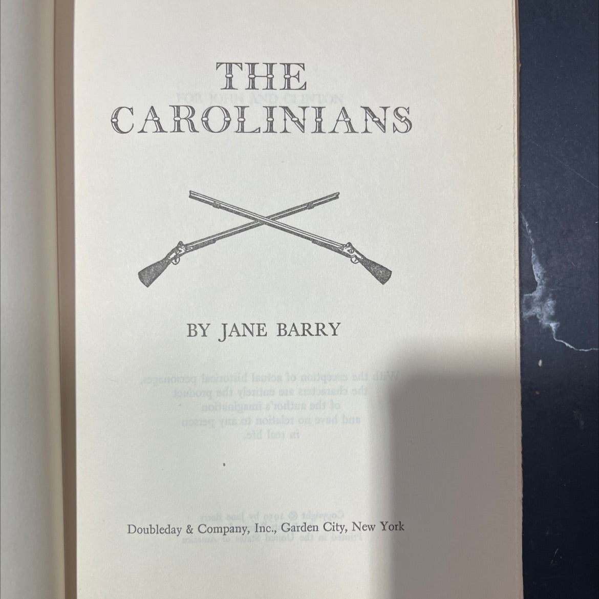 the carolinians book, by jane barry, 1959 Hardcover image 2