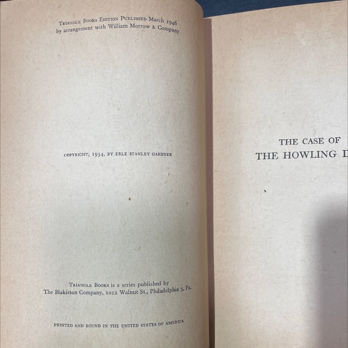 the case of the howling dog book, by erle stanley gardner, 1946 Hardcover image 3