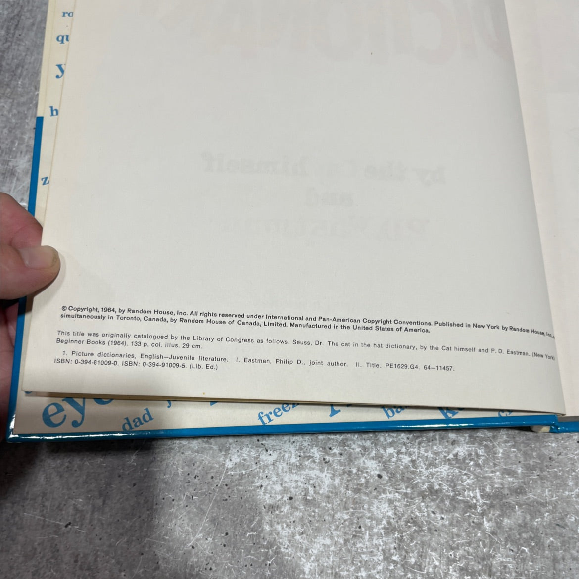 the cat in the hat beginner book dictionary book, by Dr. Seuss, P.D. Eastman, 1964 Hardcover image 3