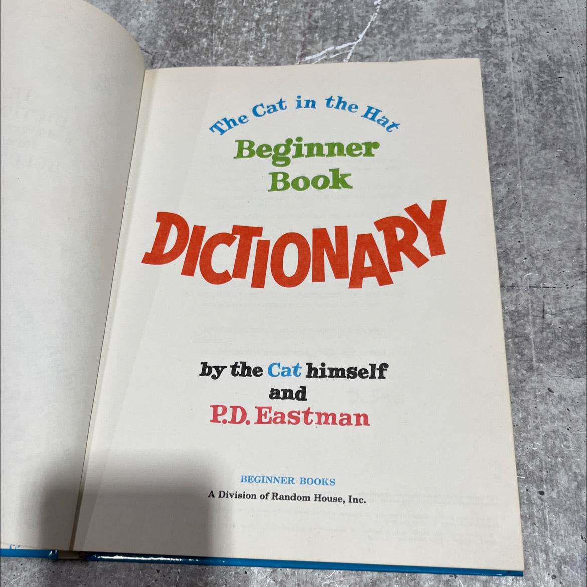 the cat in the hat beginner book dictionary book, by Dr. Seuss, P.D. Eastman, 1964 Hardcover image 2