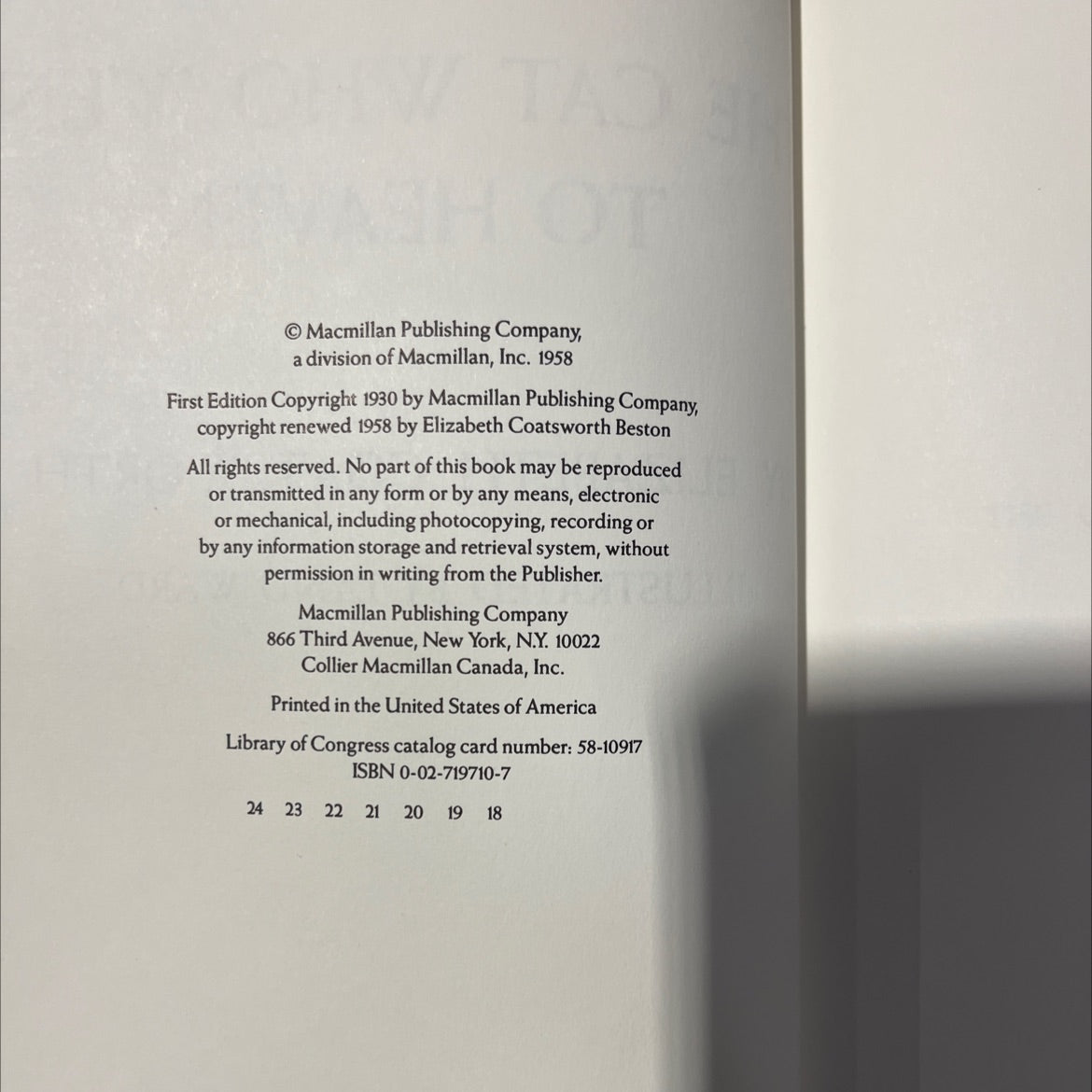 the cat who went to heaven book, by elizabeth coatsworth, 1958 Hardcover image 3