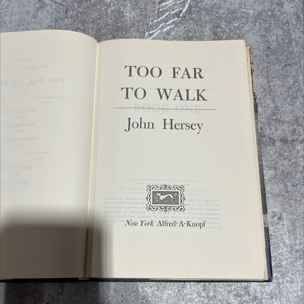 the child bayer too far to walk book one book, by john hersey, 1966 Hardcover image 2