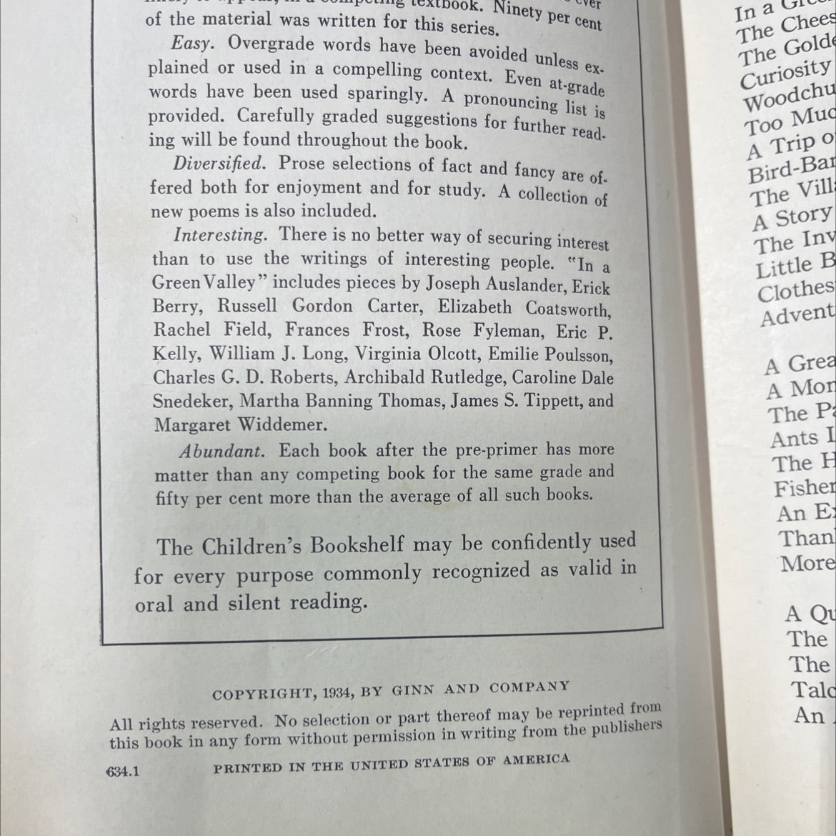 the children's bookshelf in a green valley and other stories book, by b. r. buckingham, 1934 Hardcover image 3