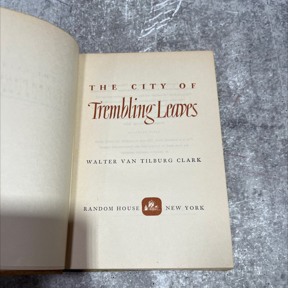 the city of trembling leaves book, by walter van tilburg clark, 1945 Hardcover image 2
