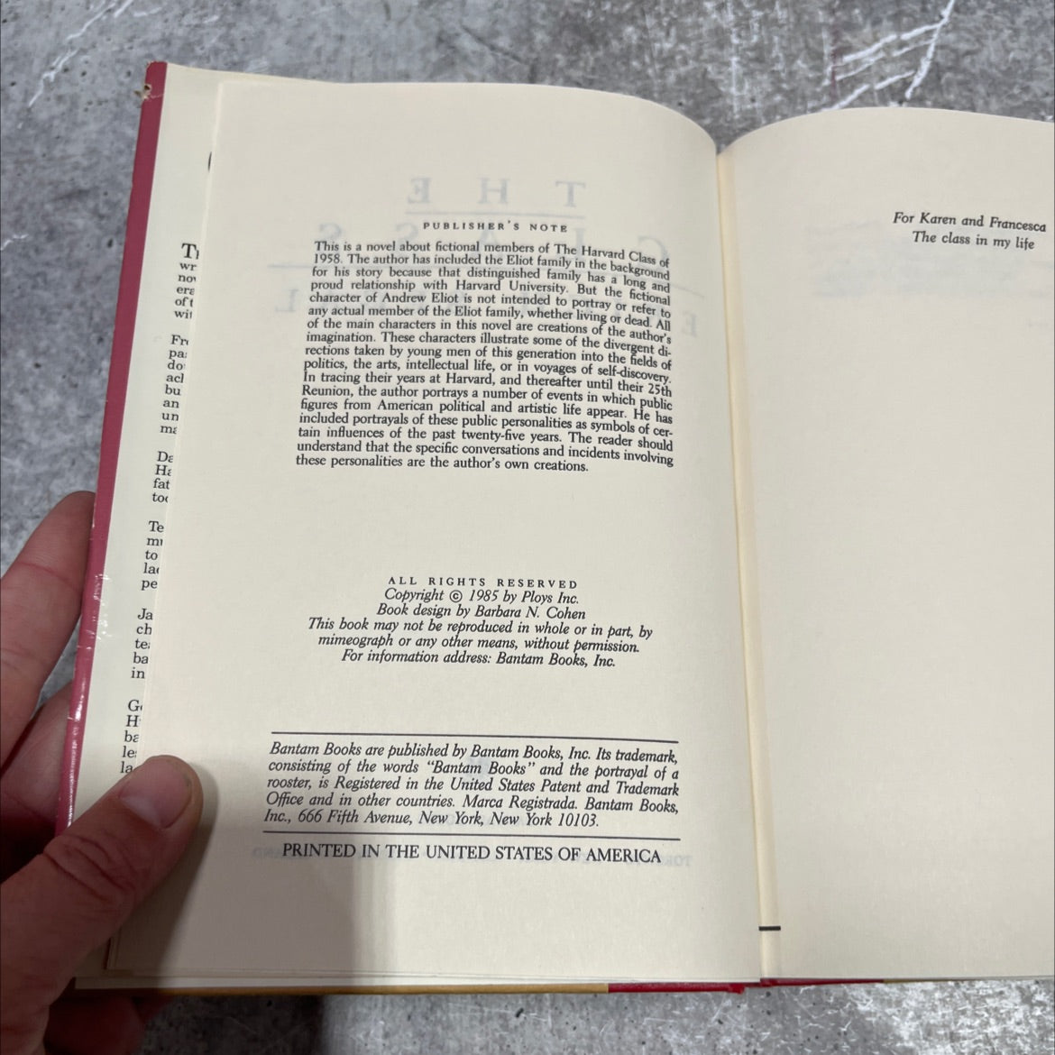 the class book, by erich segal, 1985 Hardcover image 3