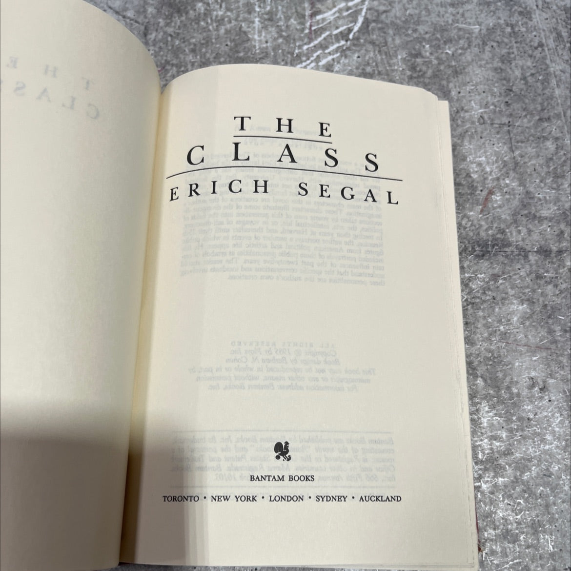 the class book, by erich segal, 1985 Hardcover image 2