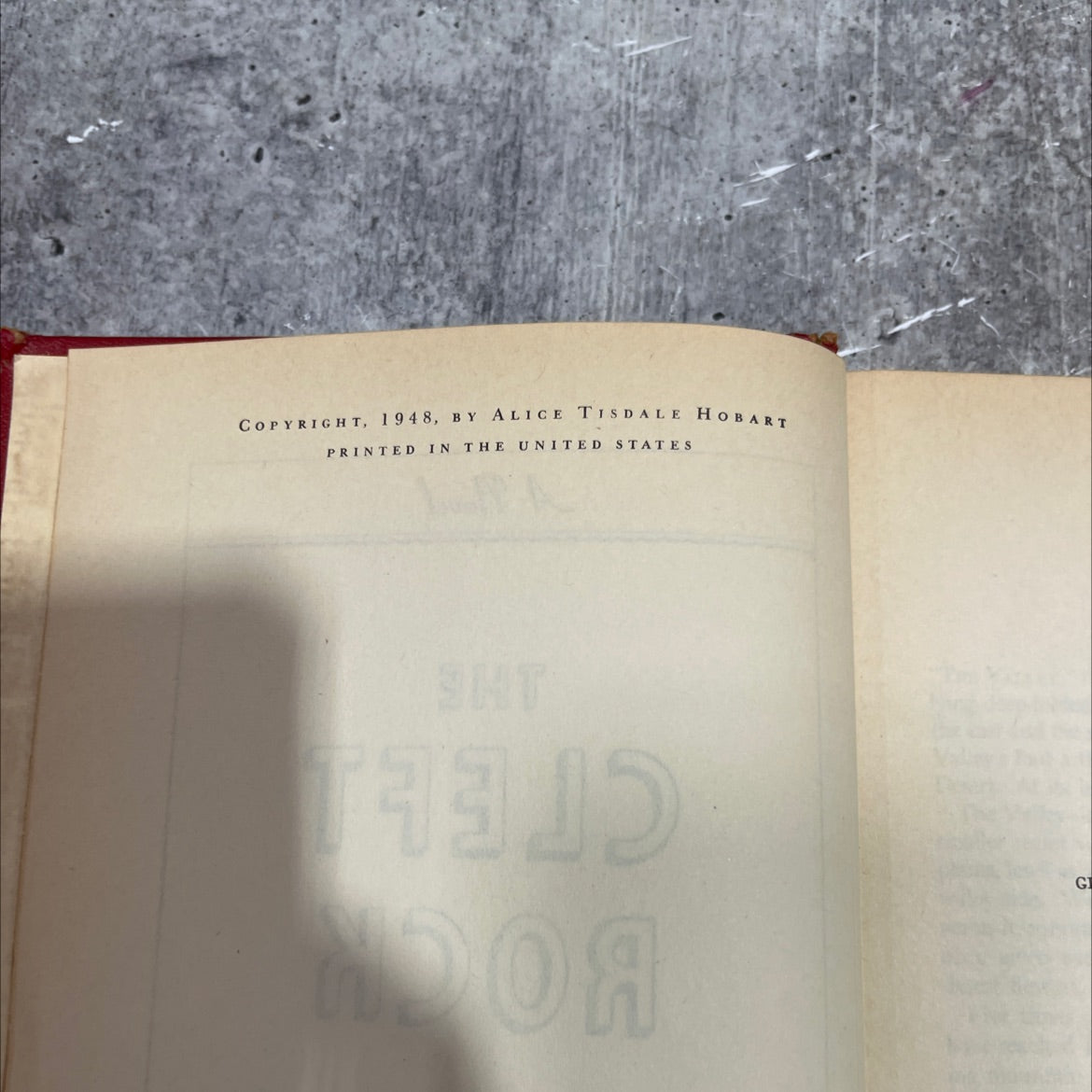 the cleft rock book, by alice tisdale hobart, 1948 Hardcover image 3