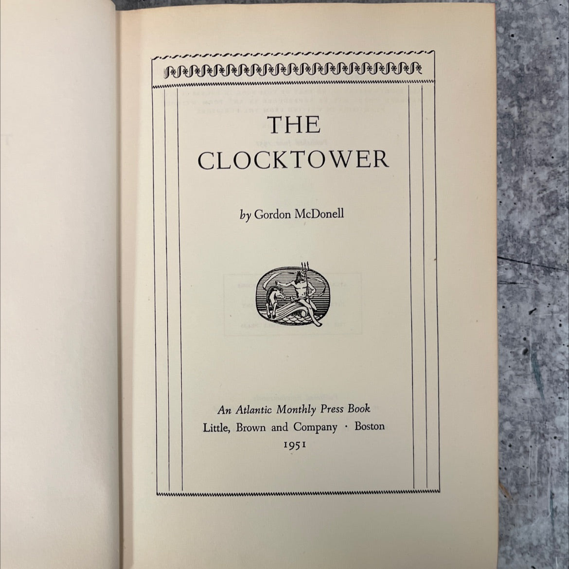 the clocktower book, by gordon mcdonell, 1951 Hardcover, First Edition, Vintage image 2