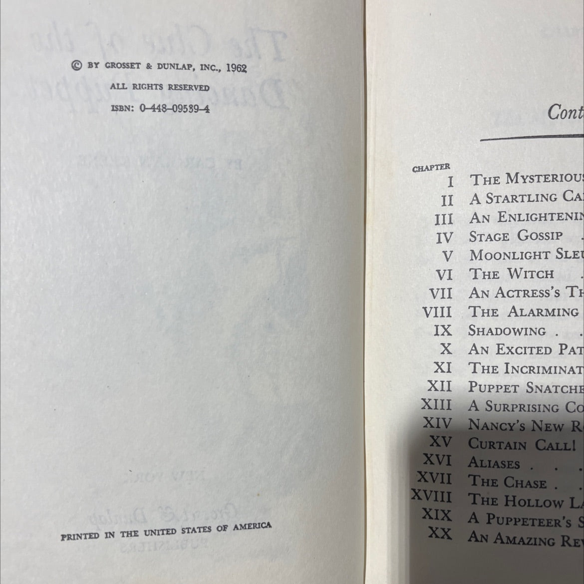 the clue of the dancing puppet book, by carolyn keene, 1962 Hardcover image 3