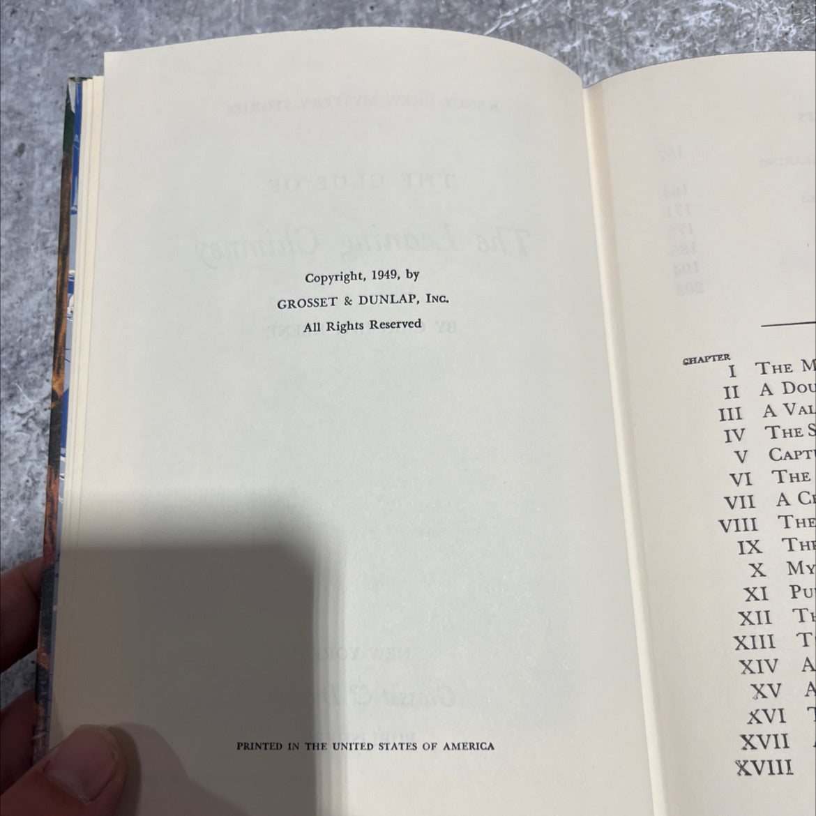 the clue of the leaning chimney book, by carolyn keene, 1949 Hardcover image 3