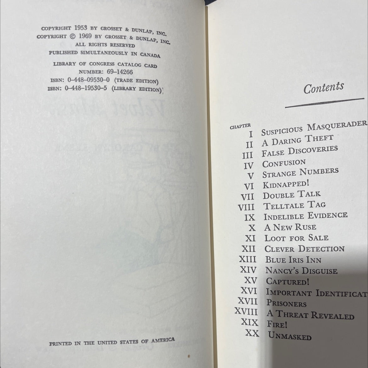 the clue of the velvet mask book, by carolyn keene, 1969 Hardcover image 3