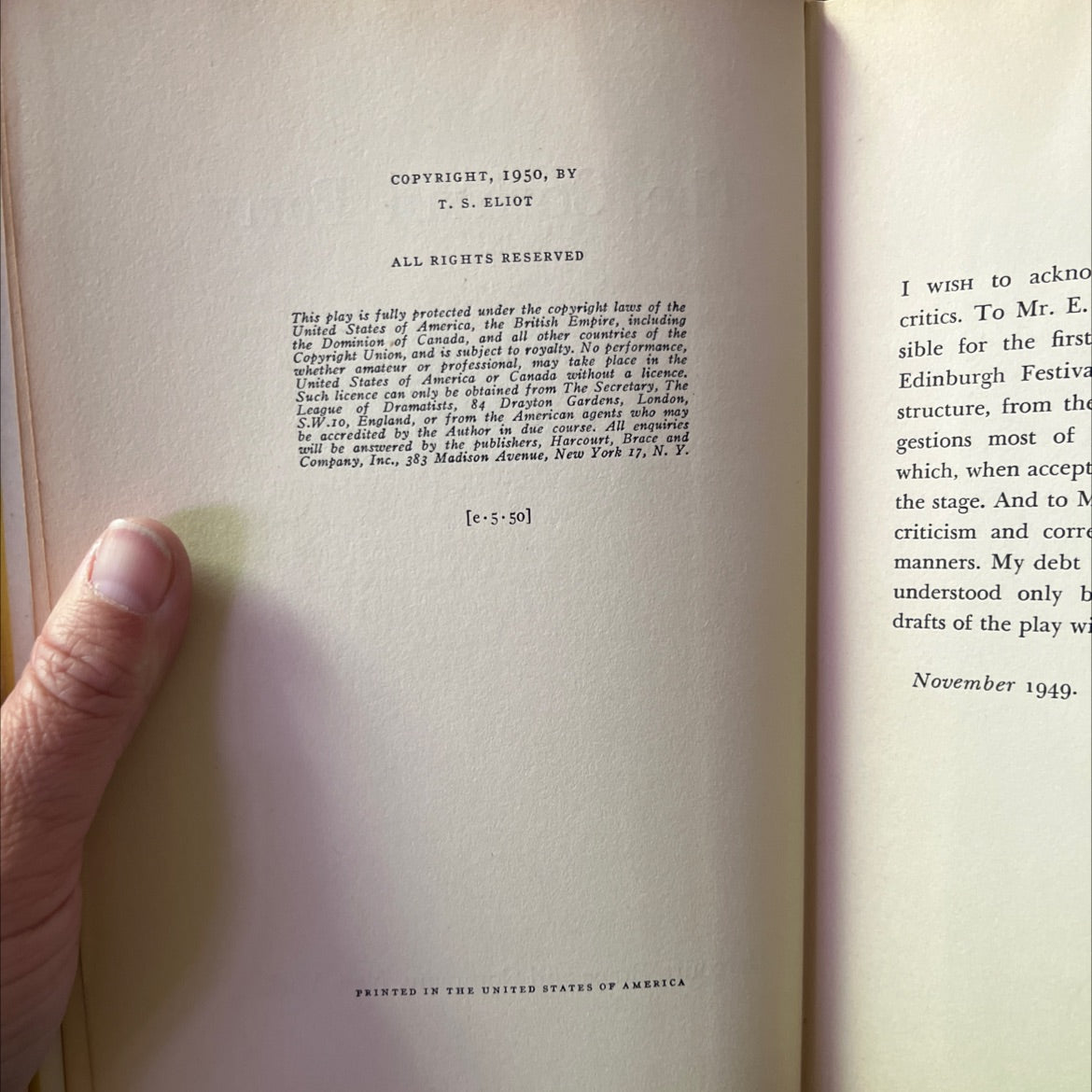 the cocktail party book, by T. S. Eliot, 1950 Hardcover image 3