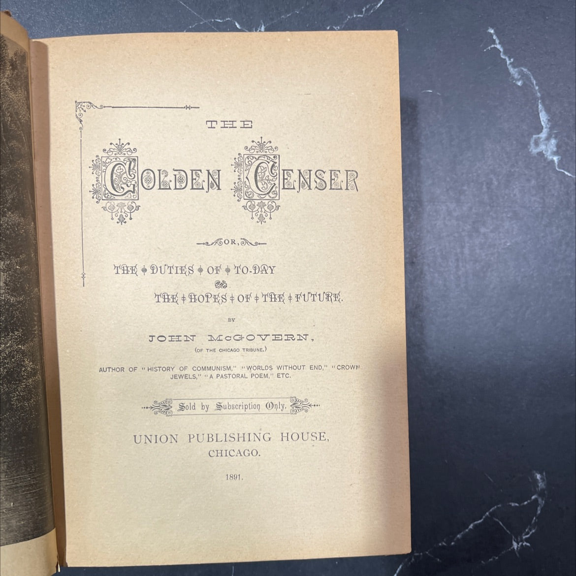 the colden censer or, the duties of to-day the hopes of the future book, by john mcgovern, 1891 Hardcover image 2