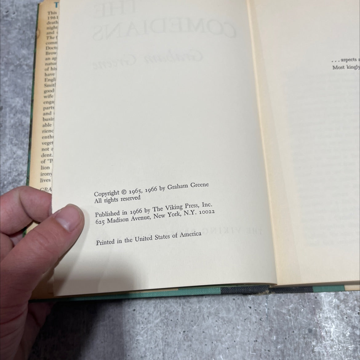 the comedians book, by Graham Greene, 1966 Hardcover image 3