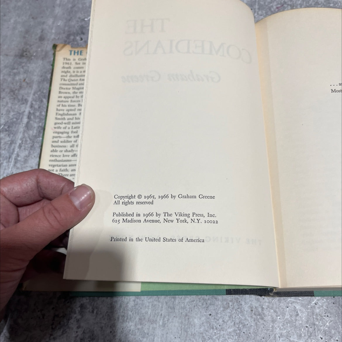 the comedians book, by Graham Greene, 1966 Hardcover image 3