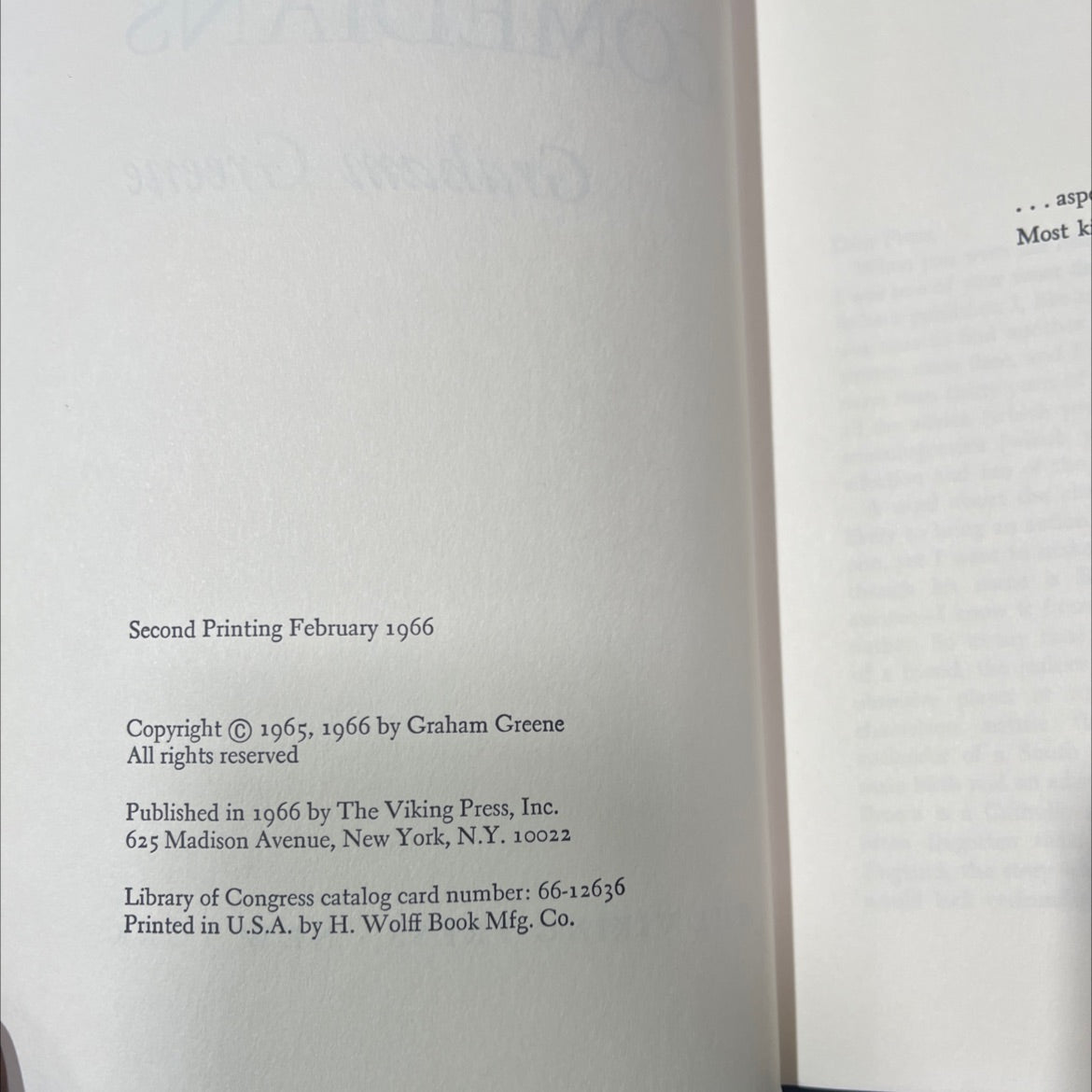 the comedians book, by Graham Greene, 1966 Hardcover image 3