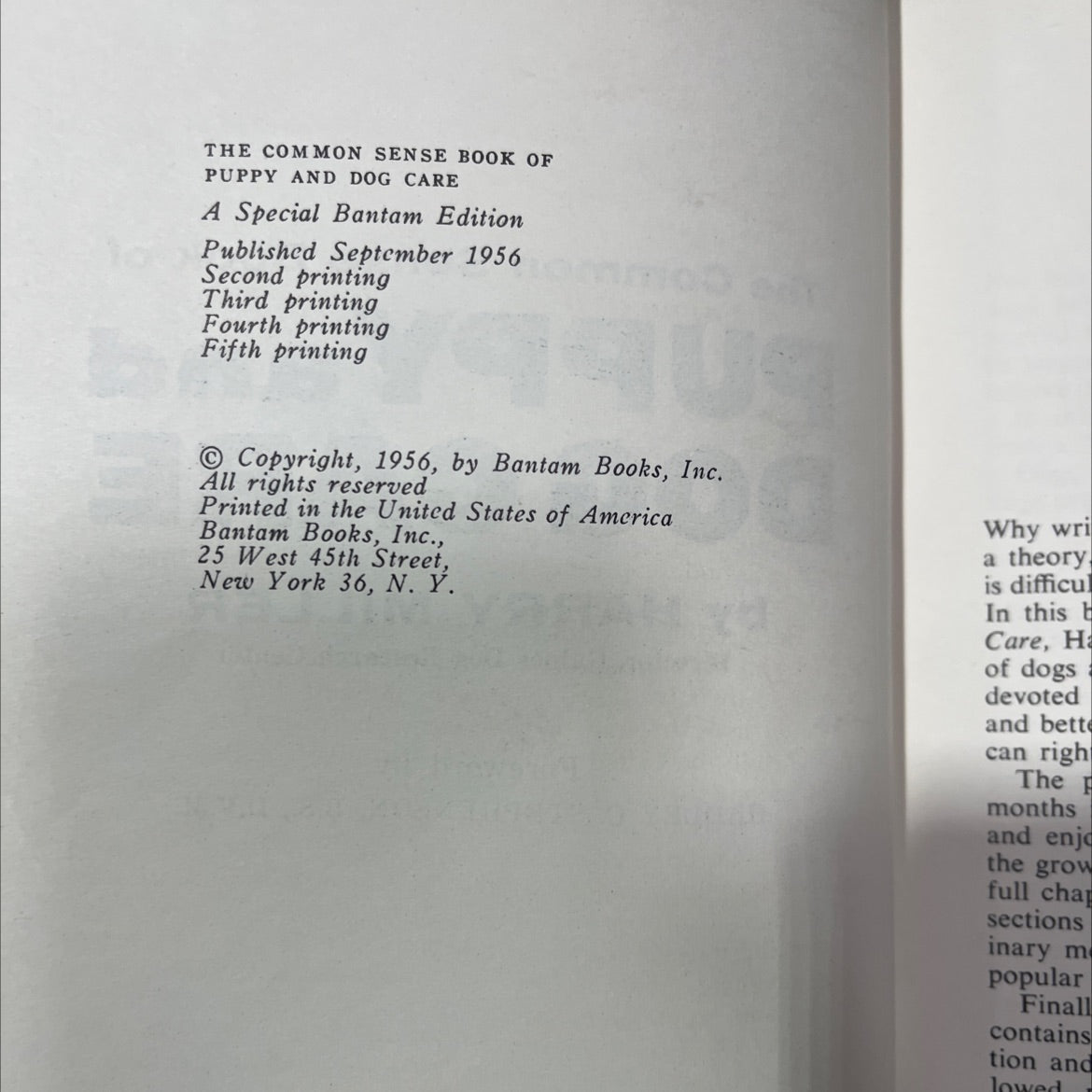 the common sense book of puppy and dog care book, by harry miller, 1956 Hardcover image 3