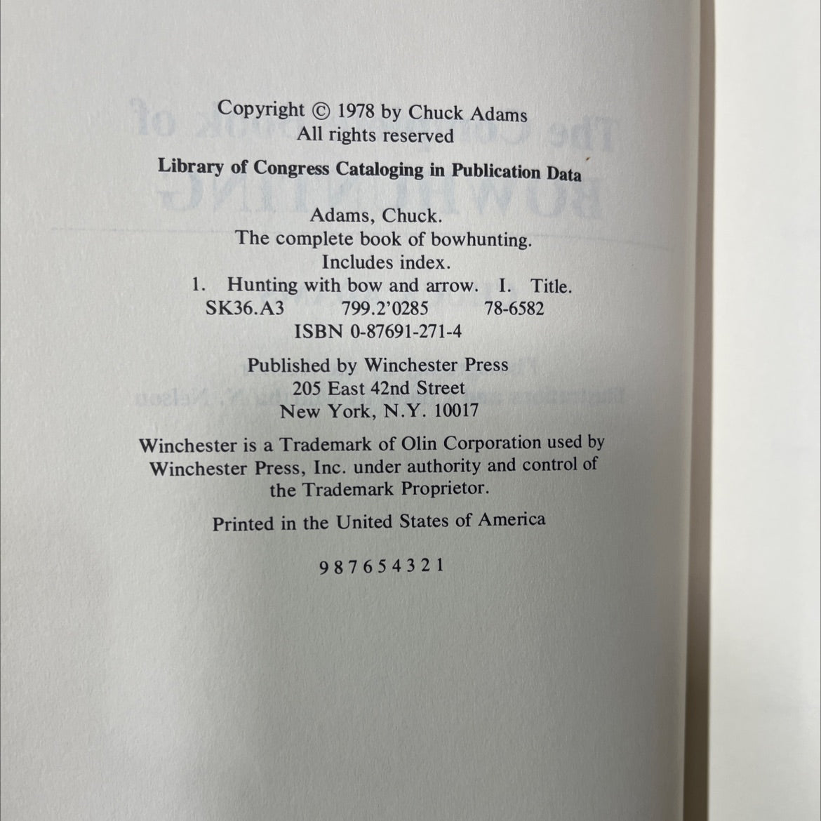 the complete book of bowhunting book, by Chuck Adams, 1978 Hardcover image 3