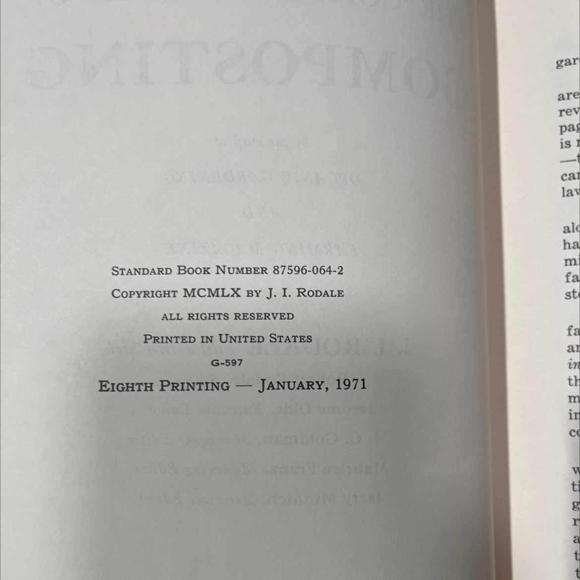 the complete book of composting book, by staff of organic gardening and farming magazine, 1971 Hardcover image 3