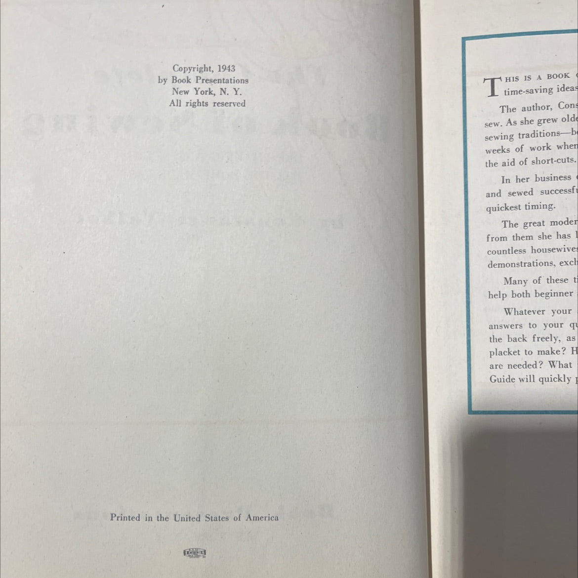 the complete book of sewing dressmaking and sewing for the home made easy book, by Constance Talbot, 1943 Hardcover image 3