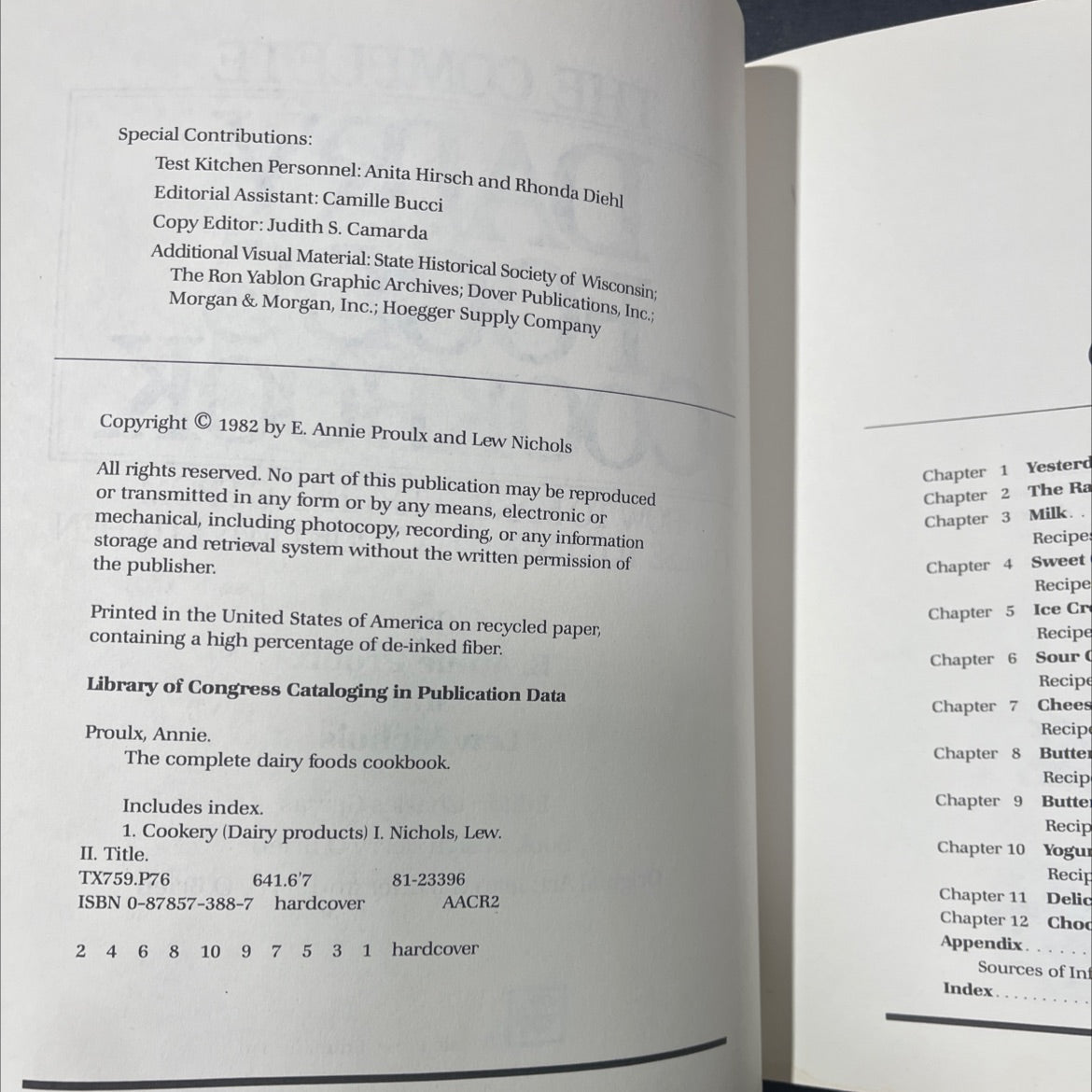 the complete dairy foods cookbook book, by E. Annie Proulx and Lew Nichols, 1982 Hardcover image 3