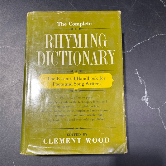 the complete rhyming dictionary and poet's craft book book, by clement wood, 1936 Hardcover image 1