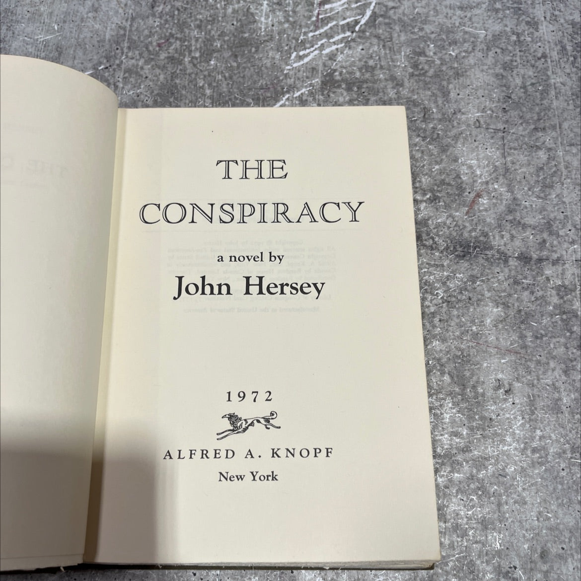 the conspiracy book, by john hersey, 1972 Hardcover image 2