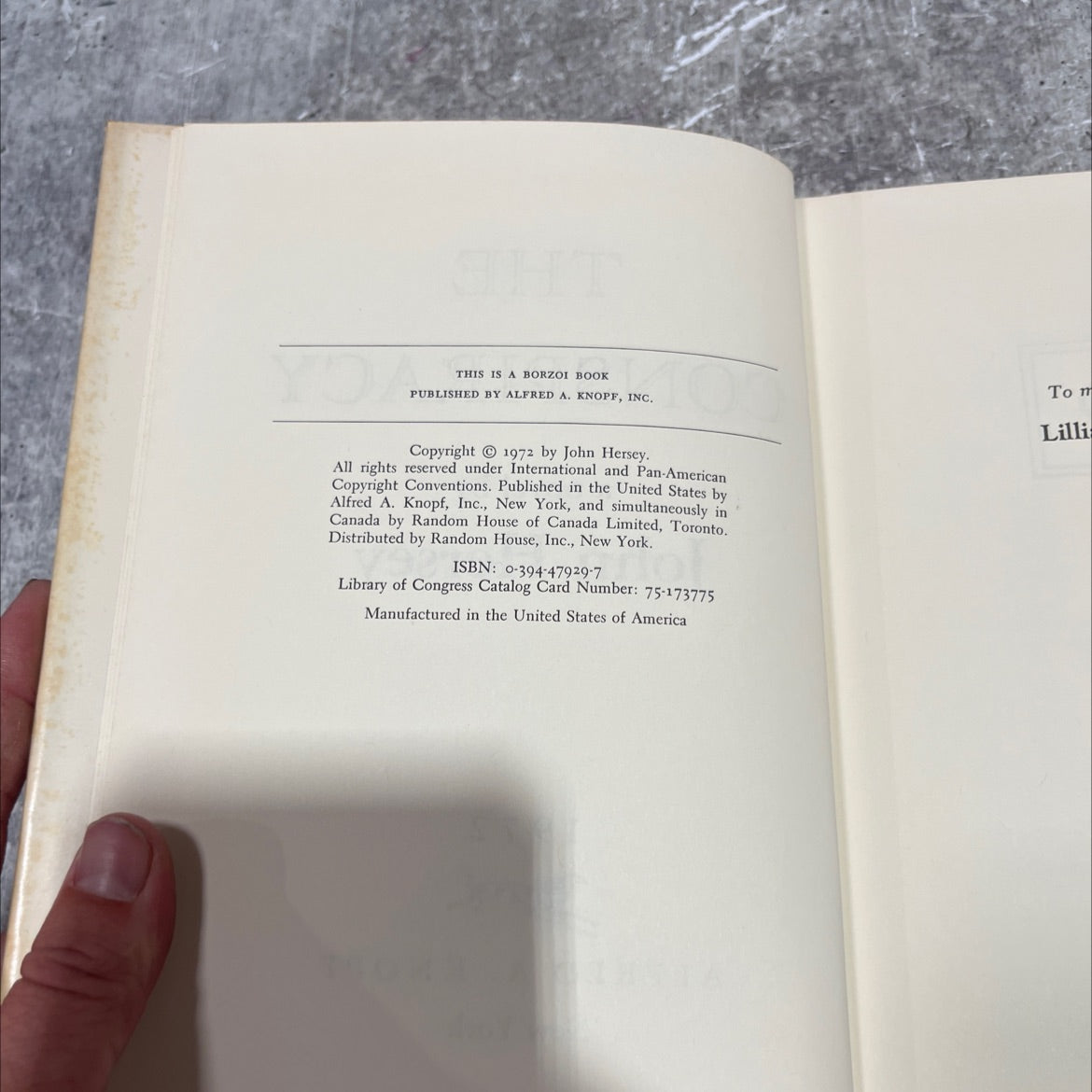 the conspiracy book, by john hersey, 1972 Hardcover image 3