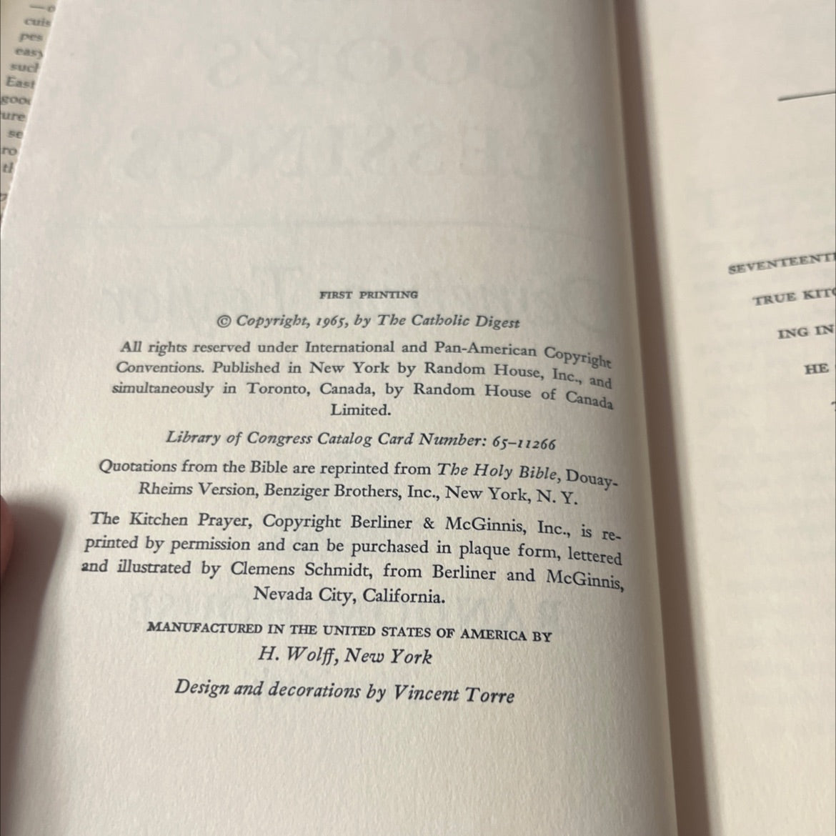 SIGNED the cook's blessings book, by Demetria Taylor, 1965 Hardcover, First Edition, Vintage image 3
