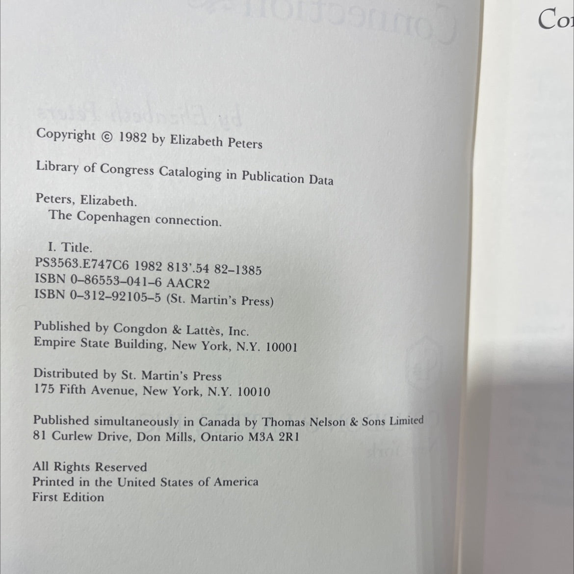 the copenhagen connection book, by elizabeth peters, 1982 Hardcover image 3