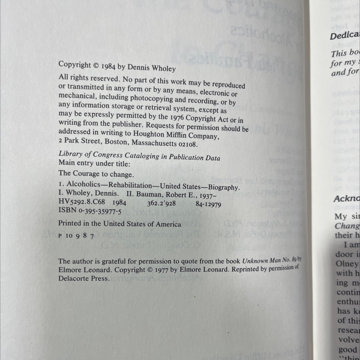 the courage to change book, by dennis wholey, 1984 Hardcover image 3