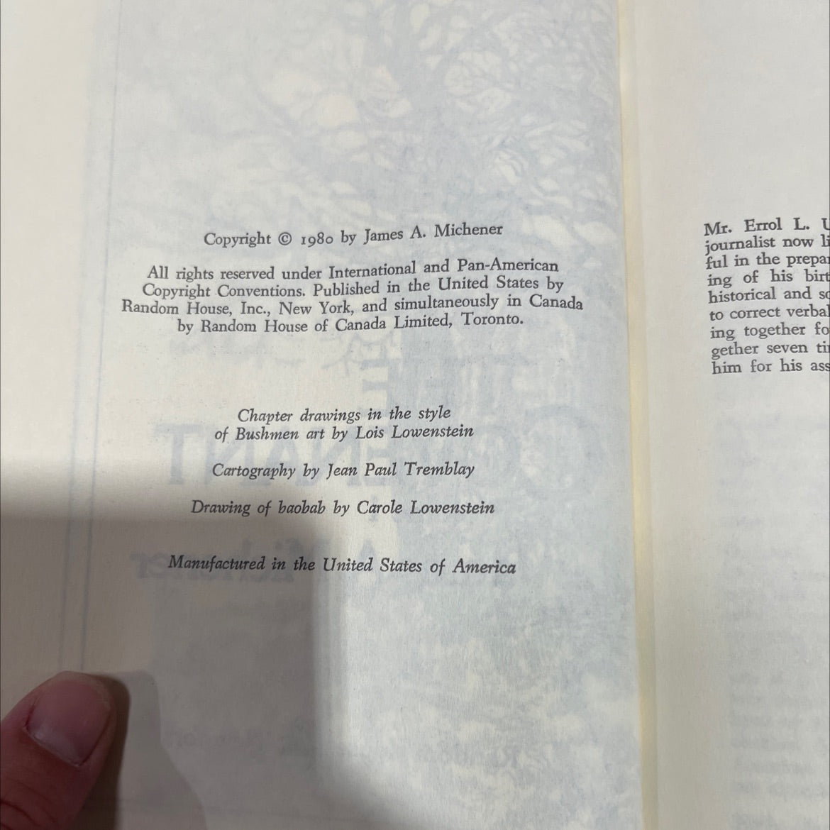 the covenant volume 1 book, by James A. Michener, 1980 Hardcover image 3