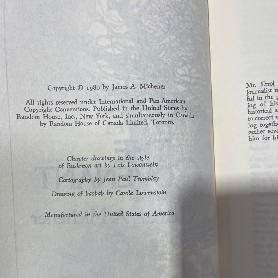 the covenant volume 1 book, by james a. michener, 1980 Hardcover image 3